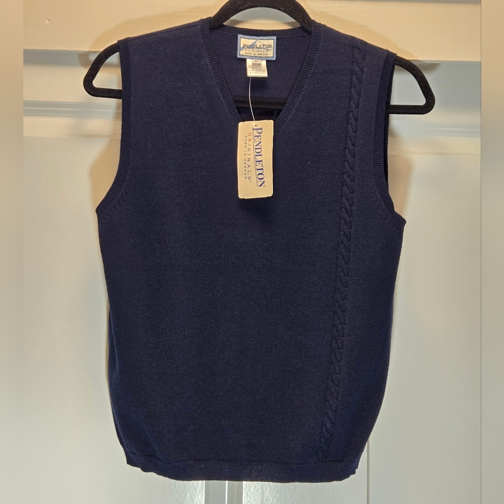NWT Vintage Pendleton Sweater Vest Navy Blue Size M Mens &  L/XL Womens